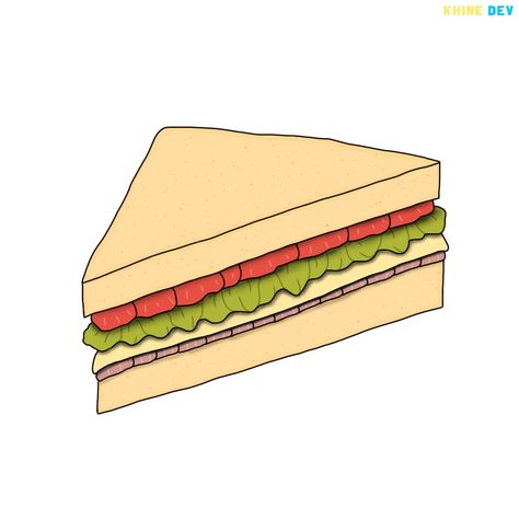 Sandwich Drawing Simple, Sandwich Drawing Easy, Sandwich Cartoon, Sandwich Drawing, Sandwich Ideas, Cold Sandwiches, Tuna Sandwich, Ham Sandwiches, Shoe Art