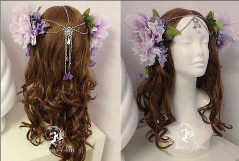 from @fireflypath 🔮Lavender Fairy Headdress🔮 Fairy Clothes Aesthetic, Fairy Headdress, Lavender Fairy, Firefly Path, Fae Aesthetic, Fairy Ears, Flower Crown Hairstyle, Fairy Clothes, Floral Outfit