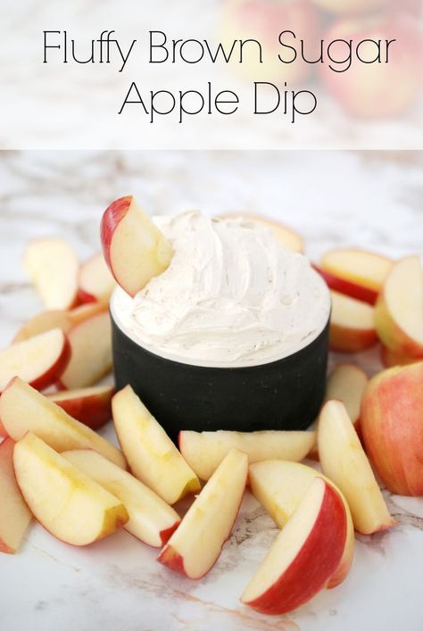 This 4-ingredient Fluffy Brown Sugar Apple Dip is sweet and delicious -- and a perfect addition to your Super Bowl party! Brown Sugar Fruit Dip, Brown Sugar Dip, Sugar Fruit, Fruity Recipes, Easy Treat, Sugar Apples, Sweet Dips, Apple Dip, Quick Easy Desserts