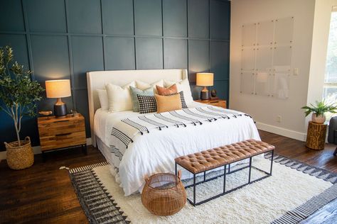 Boho Abode - Transitional - Bedroom - Dallas - by Our House Your Home | Houzz Beautiful Bedrooms Master, Transitional Bedroom, Guest Bedroom Decor, Bedroom Decor Cozy, Eclectic Bedroom, Bedroom Renovation, Traditional Bedroom, Bedroom Layouts, Master Bedrooms Decor