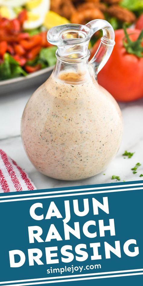 Cajun Ranch Dressing is a delicious and easy salad dressing. You'll love it on my Cajun Ranch Salad, but it's amazing as a sandwich spread as well! Creole Ranch Dressing, Cajun Dressing Recipe, Sub Sandwich Dressing Recipe, Western Dressing Recipe, Hidden Valley Ranch Dressing Recipe, Recipe For Ranch Dressing, Bbq Salad Dressing, Cajun Ranch Dressing, Cajun Ranch Sauce