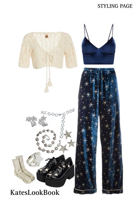 Star Witch Aesthetic Outfit, Soft Witch Outfit, Witchy Pants Outfit, Indigo Outfit Aesthetic, Witch Fall Outfit, Whimsigothic Outfits Pants, Yule Outfit Pagan, Whimsical Goth Aesthetic Outfits, Witchy Festival Outfit