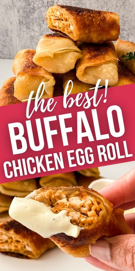 Egg Roll Wrap Chili Rellanos, Spicy Chicken Egg Rolls, Chicken And Cheese Egg Rolls, Specialty Egg Rolls, Buffalo Chicken Eggrolls Fried, Bbq Chicken Egg Rolls, Buffalo Chicken Egg Roll Recipes, Types Of Egg Rolls, Egg Roll Wrapper Recipes Dinners