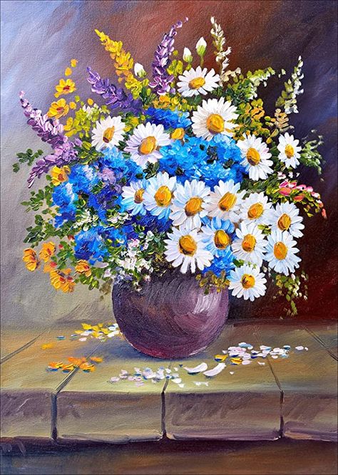 Beautiful Bouquets, Paint Types, Retro Wall Decor, Flower Art Painting, Painted Pots, Paint By Number Kits, Diy Frame, Learn To Paint, Painting Projects