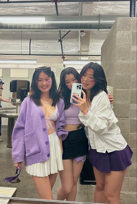 Trio Concert Outfits, Lavender Concert Outfit, Purple Concert Outfit, Purple Top Outfit, Outfit Color Combos, Combo Outfits, Iu Concert, Matching Fits, Outfits Concert