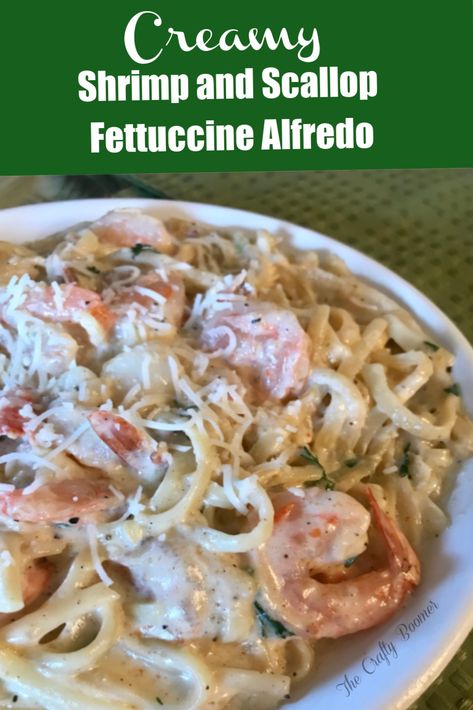 Sea Food Alfredo Pasta, Seafood Fettucini Alfredo Recipe, Scallops Fettuccine Alfredo, Shrimp And Scallop Alfredo Pasta, Shrimp Scallop Scampi, Creamy Shrimp And Scallop Pasta, Shrimp And Scallop Recipes Pasta, Shrimp And Scallop Alfredo, Seafood Fettuccine Alfredo Recipes