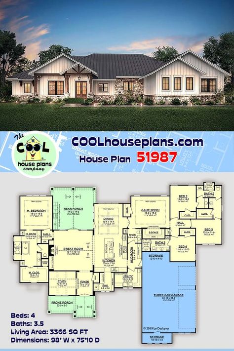 Ranch Style New Build, House Plans 2 Master Suites 1 Story, Floor Plans With 2 Master Suites 1 Story, 1 Story House Plans, Texas Ranch Homes, Windows Fireplace, 1 Story House, Cabin Plan, Log Fireplace