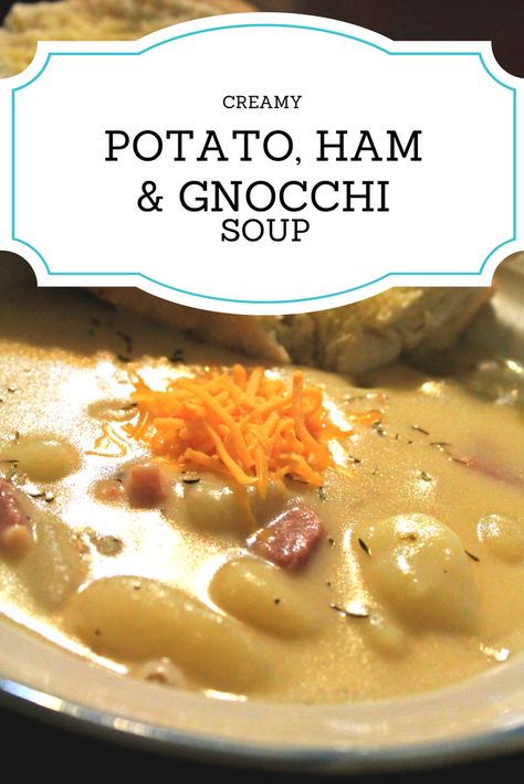 Creamy Potato, Gnocchi and Ham Soup Mantu Recipe, Gnocchi Recipes Easy, Gnocchi Recipes Soup, Wassail Recipe, Gnocchi Dishes, Ham And Potato Soup, Potato Gnocchi, Gnocchi Soup, Ham Soup