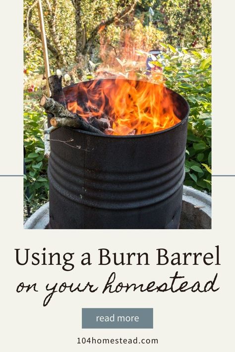 Setting up a burn barrel on our homestead has been a game changer. Some ways we use it are obvious (brush, leaves, etc), but some ways we use our burn barrel are a little less commonplace. Burn Barrel Ideas, Burn Barrel, Homestead Lifestyle, Barrels Diy, Modern Homestead, Modern Homesteading, Homesteading Ideas, Homegrown Food, Wild Food