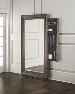 Hooker Furniture Glam Floor Mirror With Jewelry Armoire Storage 82" | Neiman Marcus Armoire Storage, Hidden Compartments, Ring Storage, Pocket Storage, Hooker Furniture, Jewelry Armoire, Closet Designs, Floor Mirror, Store Decor