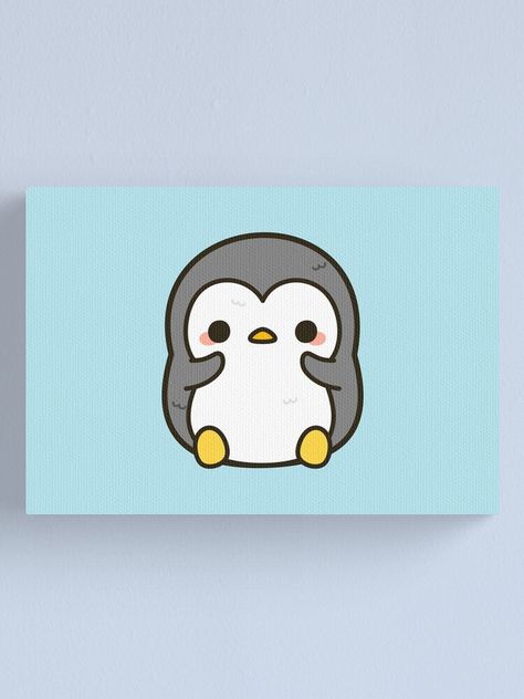 Cute Penguin Painting Easy, Penguin Painting On Canvas, Mini Canvas Art Animals, Kawaii Paintings On Canvas Easy, Penguin Painting Acrylic Easy, Cute Drawings To Paint, Cute Easy Animal Paintings, Penguin Painting Easy, Cute Animal Paintings Easy