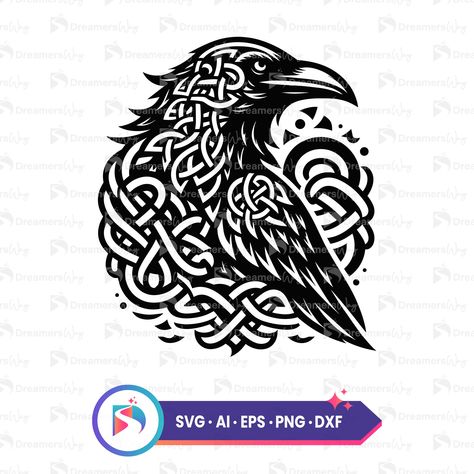 Raven Knotwork, Raven Vector, Celtic Animals, Celtic Raven, Norse Tattoo, Celtic Patterns, Crows Ravens, Celtic Tattoos, Viking Tattoos