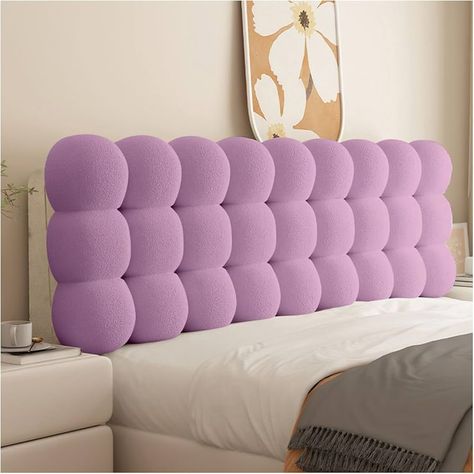 Amazon.com: KRDBD Headboard Pillow Upholstered Wall Panels,Wall Mounted Headboard,Support Bolster Cushion,for Sitting in Bed Reading and Resting Bedroom Living Room (Creamy White,53in*24in) : Home & Kitchen Purple Headboard On Wall, Lavender Headboard, Pink Upholstered Headboard, Pink Velvet Headboard, Living Room Purple, Purple Suede Headboard, Wall Mounted Headboard, Mounted Headboard, Wall Mounted Headboards