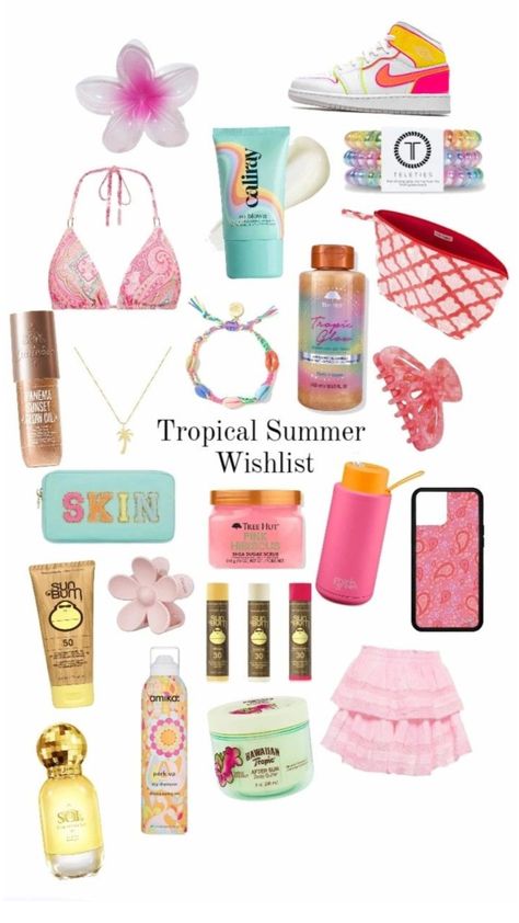 Summer Bags Beach Aesthetic, Coconut Girl Wishlist, Summer Needs Products, Summer Bag Essentials, Beach Products, Summer Must Haves, Summer Necessities, Beach Bag Essentials, Summer Wishlist