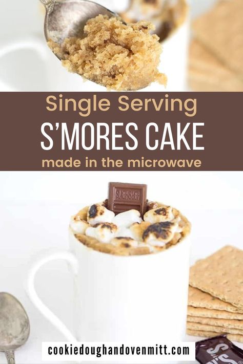 Single Serving S'mores Cake Made In The Microwave! This quick and easy mug cake features graham crackers, gooey chocolate, and melted marshmallow perfect for an indulgent sweet treat in minutes with minimal cleanup. Mug Dessert Recipes, Melted Marshmallow, Microwave Mug Recipes, Easy Mug Cake, Cookie In A Mug, Smores Cake, Mug Recipes, Fruity Desserts, Dessert Options