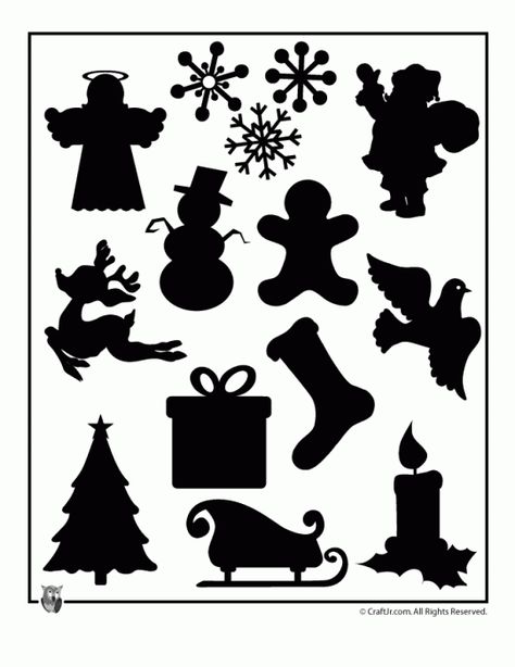 Christmas Shape Silhouettes to Print Printable Christmas Templates, Nightmare Before Christmas Font, Christmas Fonts Alphabet, Christmas Fonts Free, Holiday Fonts, Silhouette Template, Christmas Stencils, Silhouette Christmas, Christmas Fonts