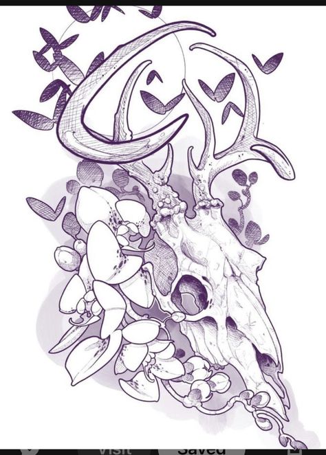 Deer Skull Drawing, Deer Skull Tattoos, Japan Tattoo Design, Animal Skull, Creepy Tattoos, Deer Skull, Deer Skulls, Bleach Art, Skull Drawing