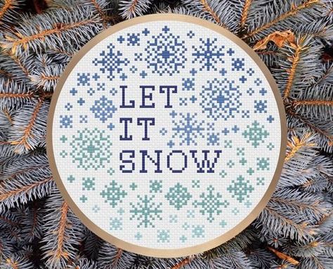 Snow Cross Stitch Pattern, Snow Cross Stitch, Craft Tree, Snowflake Cross Stitch, Cabin Vibes, Xmas Cross Stitch, Winter Cross Stitch, Winter Inspired, Snowflake Design