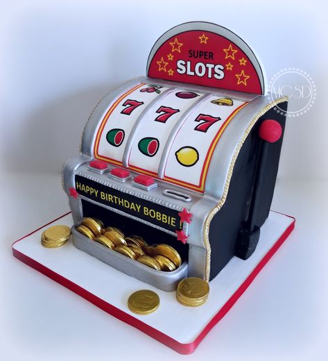 Casino Birthday Party, Casino Birthday, Vegas Slots, Arcade Game Machines, Slot Machine Cake, Cake Designs Images, Slot Machine Party, Cars Vintage, Cake Images