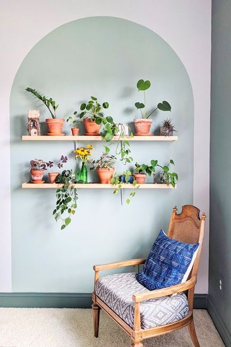 Painted Arch, Easy Diy Decor, Diy Home Decor Projects, Home Decorating, Wood Shelves, Home Decor Bedroom, Home Decor Ideas, Room Inspo, Wall Shelves