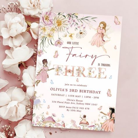 $3.34 | Colorful Wildflower Fairy Princess 3rd Birthday | - fairy first birthday, girl 1st birthday invitation, fairy, enchanted forest, fairy garden, flutter and twirl, magical, spring, whimsical mushroom wildflower greenery, pixie Wildflower Greenery, Fairy Princess Party, Fairy Invitations, Fairy Birthday Party, 2nd Birthday Invitations, Fairy Birthday, Fairy Princess, Fairy Princesses, 1st Birthday Invitations