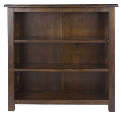 Low Wide Bookcase, Dark Wood Bedroom, Pine Bedroom Furniture, Wide Bookcase, 3 Shelf Bookcase, Low Bookcase, Colonial Design, Large Shelves, Standing Shelves