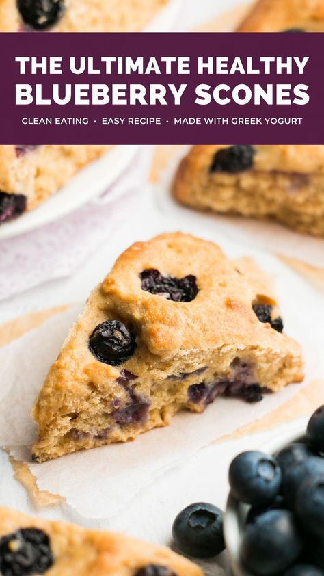 Blueberry Scones Recipe Easy, Healthy Blueberry Scones, Yogurt Scones Recipe, Best Blueberry Scones, Blueberry Scones Easy, Scones Healthy, Scones Blueberry, Healthy Blueberry Recipes, Healthy Scones