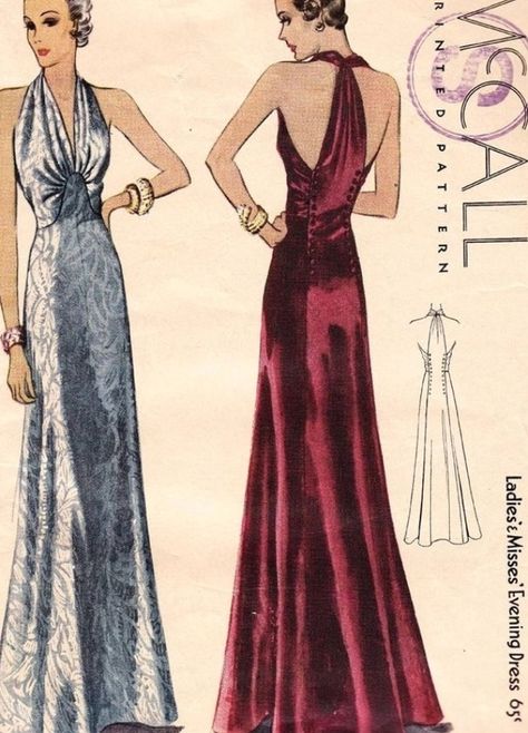 The 25+ best Evening dress patterns ideas on Pinterest ... #eveningdresses #dresses #dress Evening Dress Sewing Patterns Gowns, Evening Dress Sewing Patterns, 1930's Dresses, Vintage Fashion 1930s, Glamorous Evening Dresses, Evening Dress Patterns, Patron Vintage, Vintage Dress Patterns, Dress Making Patterns