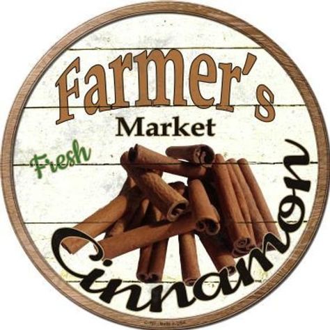 Farmer's Market Cinnamon Novelty Metal Circular Sign Farmers Market Sign, Market Sign, Novelty License Plates, Parking Signs, Garage Walls, Tole Painting, Farmer's Market, Easy Home Decor, Country Art