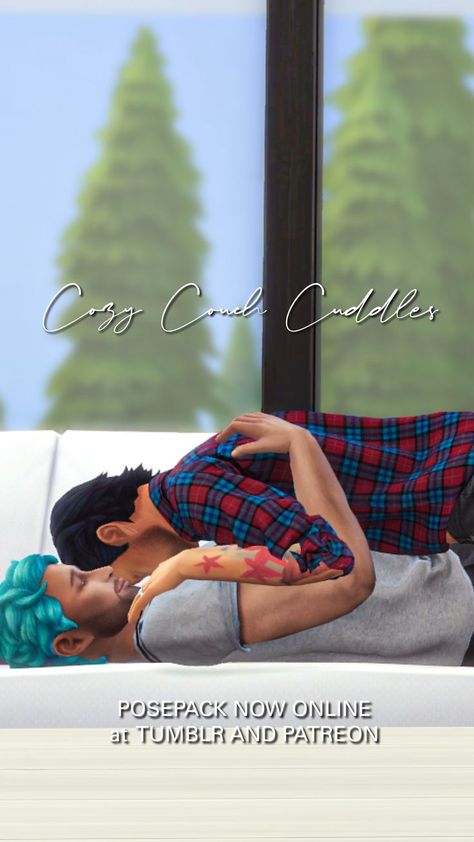 Couch Cuddles, Best Living Room Ideas, Kissing Poses, Living Room Sims 4, Sims 4 Couple Poses, 3d Pose, Sims 4 Traits, Sims 4 Cas Mods, Sims 4 Family