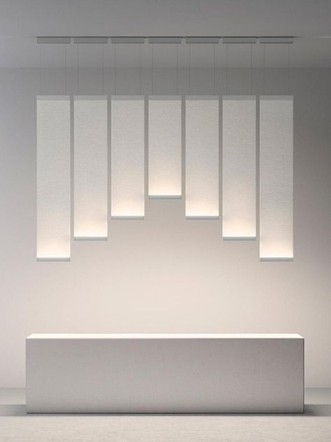 The Curtain is a collection of hanging lamps that combine direct light with vertical diffusion. The LED light combined with the reflective qualities of the tissue creates the effect of a vertical light cascade. The curtain lights are sure to be the feature of any space. 
 If you have any questions about our products, please contact us and we will get back to you within 24 hours. 
 Product Size 
 Size: L 40cm x H 30cm / L 15.7 x H 11.8 
 Size: L 40cm x H 60cm / L 15.7 x H 23.6 
 Size: L 40cm Neoclassical Interior Design, Lighting For Dining Room, Fabric Lighting, Neoclassical Interior, H Design, Hanging Lamps, Curtain Lights, The Curtain, Architectural Details