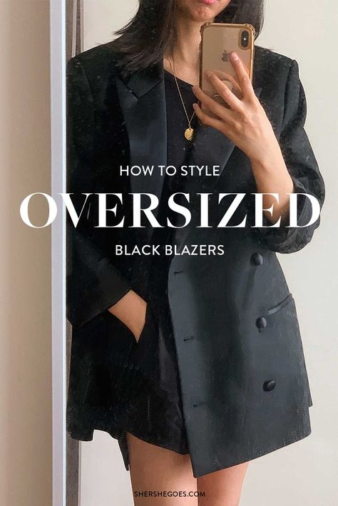 how to wear a black blazer - 20 oversized blazer outfit ideas in a youtube video lookbook! blazer style, classic style, minimalist style, all black outfit, black oversized blazer outfit, blazer over dress outfit ideas, winter blazer outfit ideas #oversizedblazer #blazer #fashion #womensfashion #blazers #blackblazers #howtostyle Styling Oversized Black Blazer, Black Dress Black Blazer Outfit, Oversized Blazer Night Out, Big Blazer Outfits Black, Oversized Black Blazer Outfit Classy, Wedding Guest Dress With Blazer, Black Dress With Black Blazer, Black Oversized Blazer Outfits For Women, Oversized Black Blazer Outfit Work