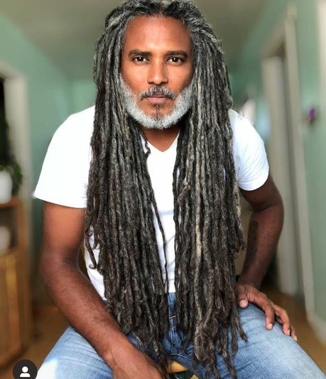 Men With Locs on Instagram: “Dope salt & pepper locs! Will you embrace your grey strands when they come in? I definitely think I will! I turned 40 a few weeks back and…” Gray Locs, Grey Locs, Men With Locs, Grey Wolves, Dreadlocks Men, Long Locs, Grey Hair Men, Dreadlock Hairstyles For Men, Beautiful Dreadlocks