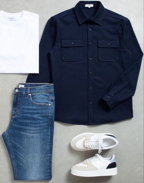 Blue Overshirt Men Outfit, Navy Overshirt Men Outfit, Navy Blue Shirt Outfit Mens Casual, Dark Blue Shirt Outfit Men Casual, Dark Blue Shirt Outfit Men, Dark Blue Jeans Outfit Men, Blue Jeans Outfit Winter, Navy Blue Shirt Outfit, Blue Shirt Outfit Men