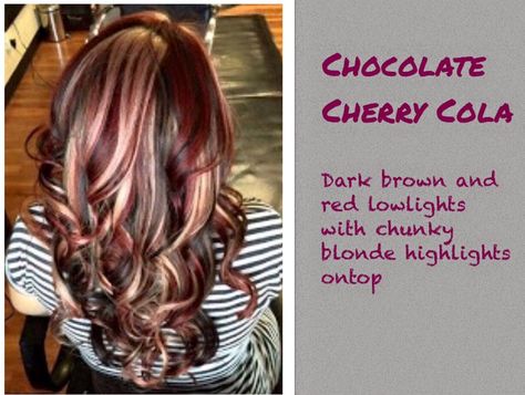 Curly Shampoo, Fall Hair Cuts, Gorgeous Hair Color, Fall Hair Color For Brunettes, Red Highlights, Cherry Cola, Pretty Hair Color, Hair Color Ideas For Brunettes, Hair Color Highlights