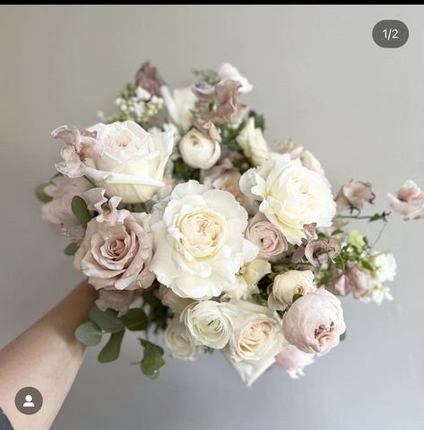 my bridal bouquet English Rose And Neutral Blush Wedding, White And Mauve Wedding Flowers, Wedd Bouquets, White And Blush Bridal Bouquet, Neutral Bridal Bouquet, Neutral Wedding Bouquet, Champagne Wedding Flowers, Bouquet Styles, Small Bridal Bouquets