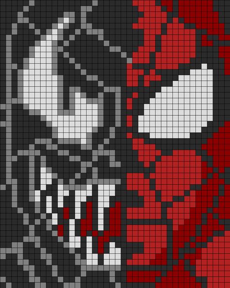 Spiderman N Venom Perler Perler Bead Pattern / Bead Sprite Grille Pixel Art, Spiderman Pixel Art, Man Home Decor, Marvel Cross Stitch, Pixel Art Minecraft, Image Pixel Art, Art Spiderman, Modele Pixel Art, Graph Paper Drawings