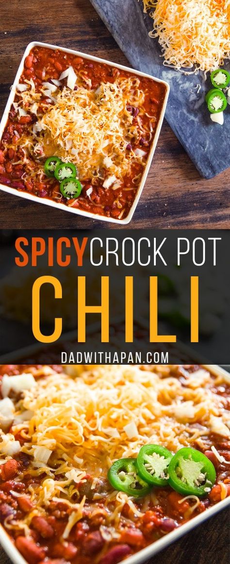 Spicy Crock Pot Chili, Slow Cooker Spicy Chili, Spicy Crockpot Chili, Chili With Ground Beef, Crock Pot Chili, Chili Crockpot, Spicy Chili Recipe, Oxtail Recipes, Chili Recipe Crockpot