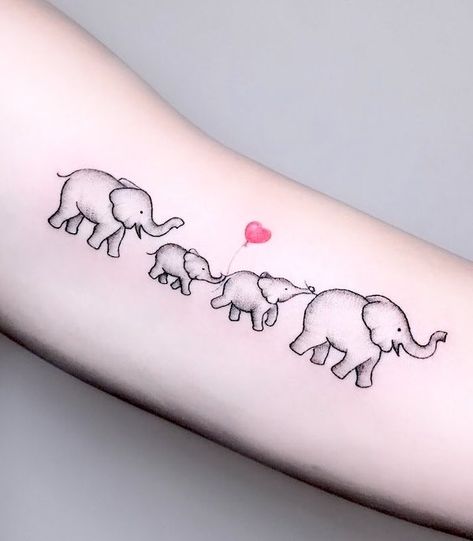 Unique Elephant Tattoos, Elephants Tattoo, Little Elephant Tattoos, Figure Tattoo, Elephant Family Tattoo, Baby Elephant Tattoo, Tiny Elephant Tattoo, Cream Tattoo, Our Mindful Life