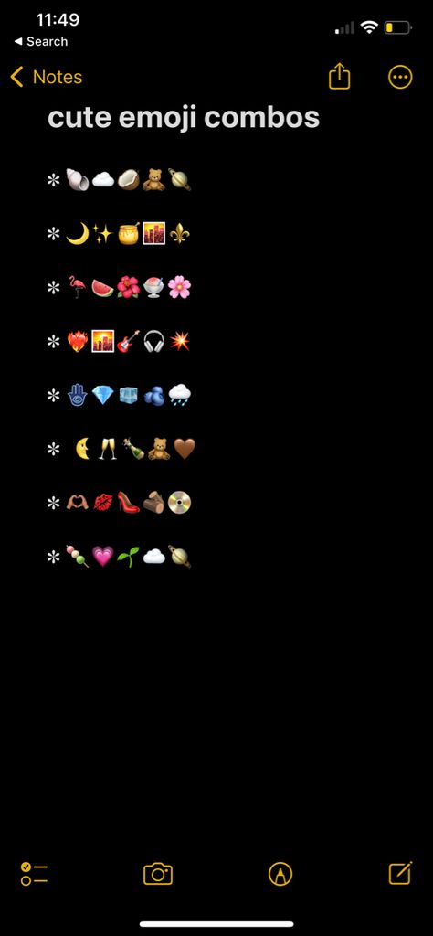 cute emoji combinations aesthetic emojis combos notes app Emojis For Best Friend, Playlist Names Emojis, Music Emoji Aesthetic, Emoji Curation, Space Emoji Combo, Cool Emoji Combos, Harry Potter Emoji Combos, Tropical Emoji Combinations, Couple Emoji Combo