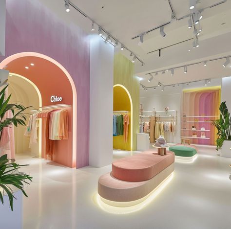 Colourful Retail Design, Beauty Retail Store Design, Retro Boutique Interior, Fun Retail Store Design, Retail Space Design Concept Stores, Colourful Shop Interior, Colorful Retail Store, Colorful Retail Design, Storefront Design Boutique