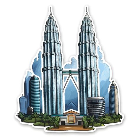 Vector petronas twin towers illustration... | Premium Vector #Freepik #vector #petronas #klcc #kuala-lumpur #malaysia-skyline Menara Kuala Lumpur Drawing, Malaysia Illustration Graphic Design, Klcc Illustration, Merdeka Craft For Kids Malaysia, Klcc Drawing, Menara Klcc, Hiasan Merdeka, Klcc Tower, Malaysia Illustration