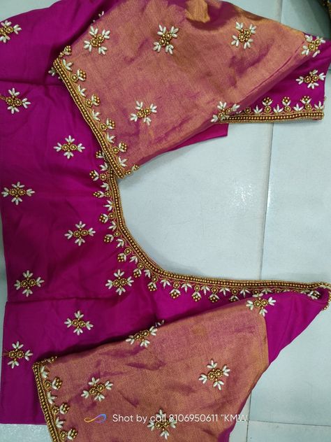 Parrot Green Blouse Aari Work Designs, Maggam Work Tracing Designs, Kundan Maggam Work Designs, Pearl Work Embroidery Blouses, Simple Maggam Work Blouse, Simple Maggam Work, Simple Aari Work Blouse Design, Simple Aari Work Blouse, Blouse Design Aari Work