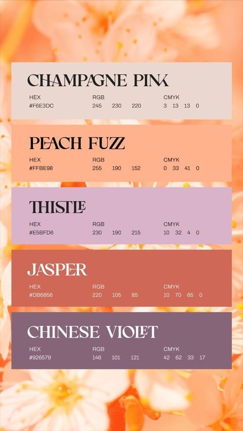 Pretty Color Palette, Color Of The Year 2024, Color Design Inspiration, Hex Color Palette, Pantone Color Of The Year, Color Schemes Colour Palettes, Brand Color Palette, Color Palate, Color Codes