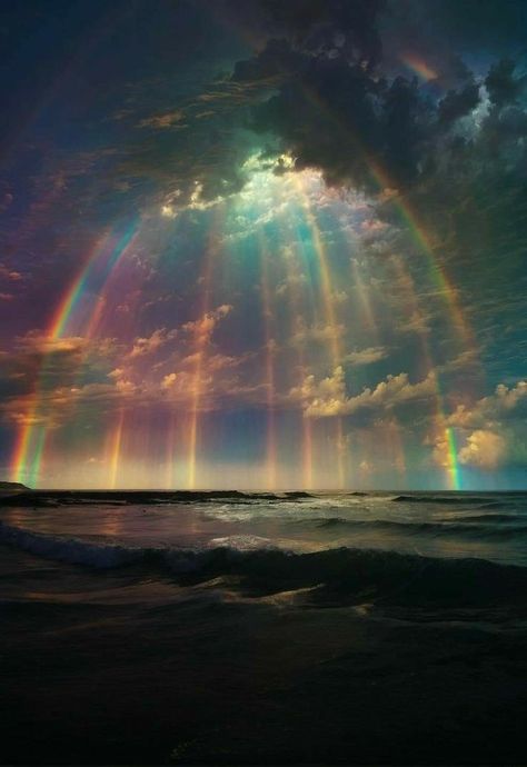 Angel Clouds, Rainbow Pictures, Rainbow Photography, Colour Contrast, Pretty Landscapes, Sky Art, Pretty Wallpapers Backgrounds, Natural Phenomena, Sky And Clouds