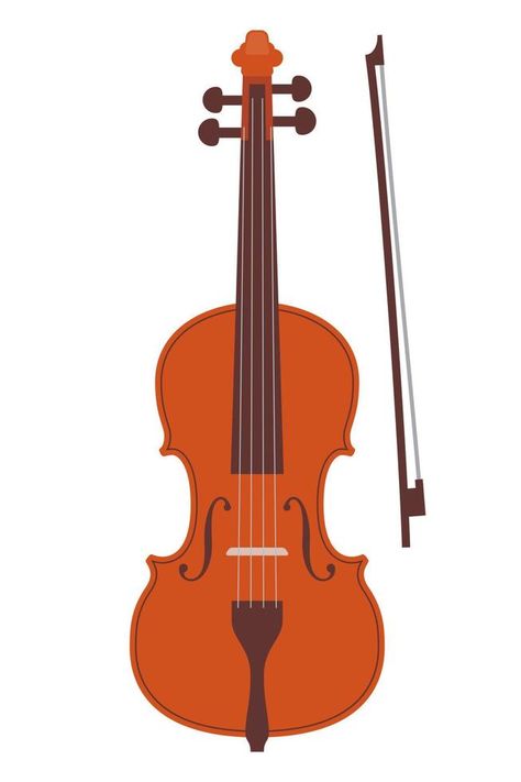 Simple flat style classic violin and bow, isolated on white. Realistic orchestra violin. Vintage musical instrument, vector illustration. Violin Illustration, Instrument Illustration, Violin Drawing, Cheetah Drawing, Inktober 2024, Vector Banner, Alphabet Poster, Camping With Kids, Flat Style