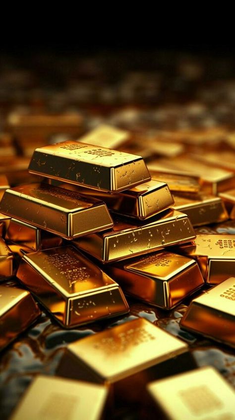 A backdrop of 3D gold bars represents international wealth and finance Vertical Mobile Wallpaper AI Generated Gold Bar Wallpaper, Gold Money Wallpaper, Wallpapers Gold, Rich And Wealthy, Gold Service, Money Wallpaper, King Hat, Wallpaper Gold, Gold Wallpaper Background