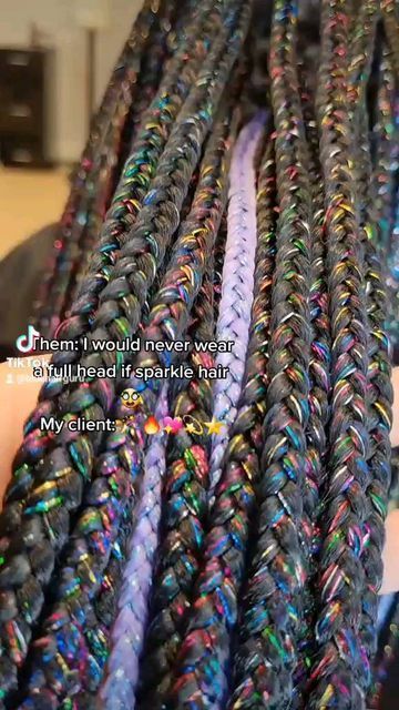 Knotless Braids With Sparkles, Sparkle Box Braids, Braids With Sparkles, Sparkle Braids Black Women, Sparkle Braids, Fantasy Braids, Rasta Hair, Braiding Hair Colors, Sparkle Hair