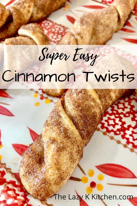 Easy 4 Ingredient Cinnamon Twists - Monkey Twists - The Lazy K Kitchen Cinnamon Twist, Banana Pudding Poke Cake, Keto Board, Cinnamon Twists, Easter Dinner Recipes, Twisted Recipes, Easy Cinnamon, 4 Ingredient, Keto Meals