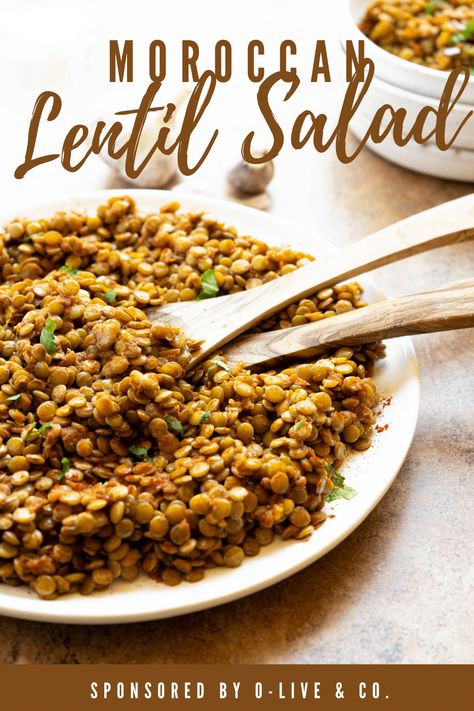 One of my goals for the New Year is to share more Moroccan family recipes, starting with this Moroccan Lentil Salad made with O-Live & Co. Organic olive oil. #sponsored #moroccanlentils #lentilsalad #moroccanfood Moroccan Lentil Salad, Moroccan Lentil, Lentils Benefits, Moroccan Recipes, Moroccan Cooking, Moroccan Spices, Pecan Salad, Delicious Clean Eating, Vegan Side Dishes